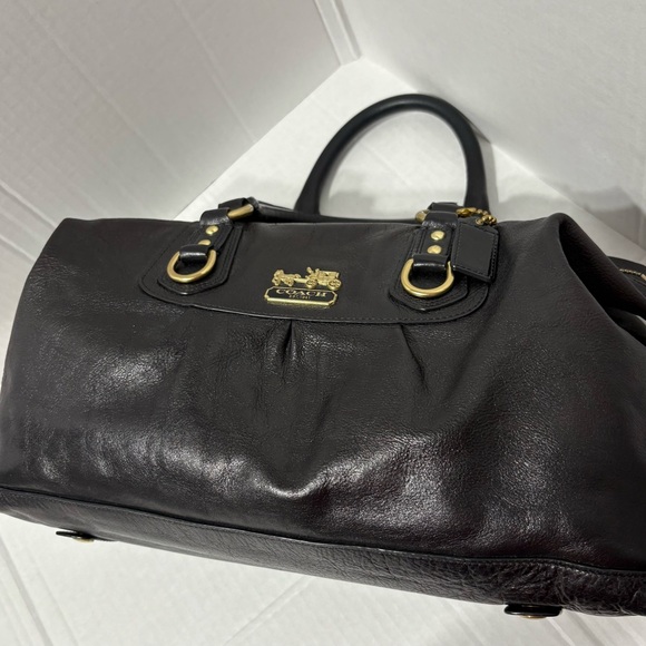Coach Madison Sabrina Black Leather Satchel with Gold Accents, Removable Strap. - Picture 5 of 16